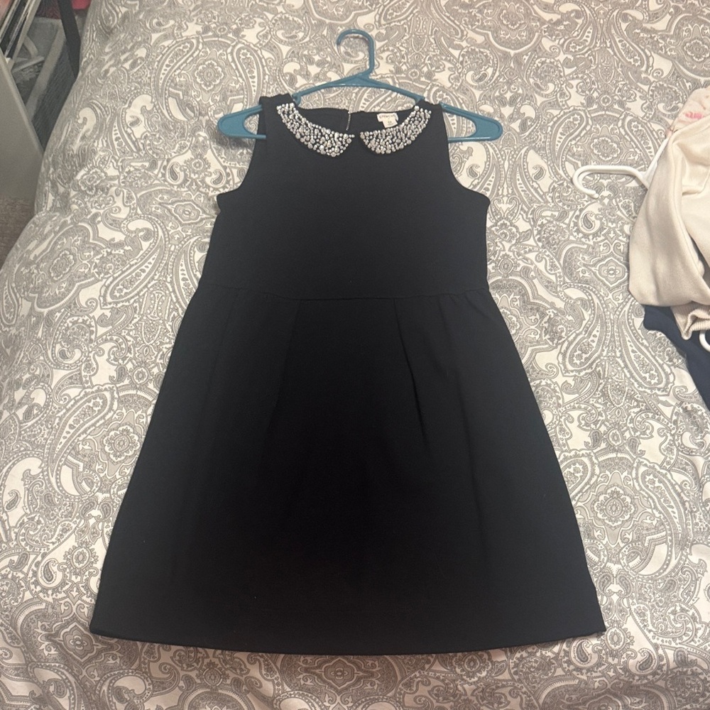 Elegant Black Kids Dress with Embellished Collar